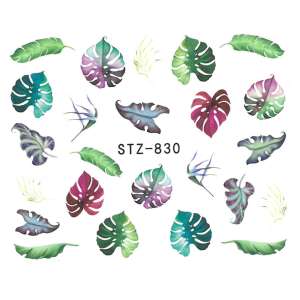 STZ-830 Akrilhatású körömmatricák trópusi levél mintákkal - Körömmatrica
