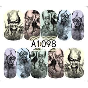 A1098 Koponya és füst körmök matricák - Körömmatrica