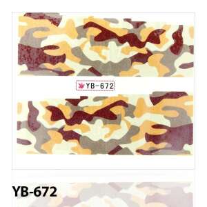 Kamuflázs köröm matricák, köröm díszítő matricák, vízbe áztatható köröm matricák, köröm design, YB-672 - Körömmatrica