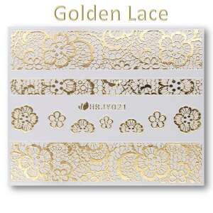 Arany csipke körmök matricák, HBJY - 021, Arany körmök díszítő matricák, Öntapadó körmök matricák, Körmök design matricák - Körömmatrica