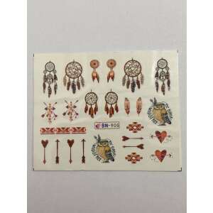 BN-905 körmös matricák álomfogókkal, baglyokkal, nyilakkal és szívekkel - Körömmatrica
