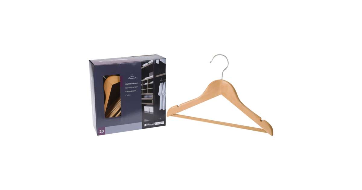 Storage solutions 424167 20 Piece Clothes Hanger Set Wood Pepita.hu