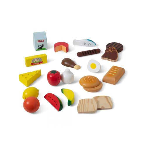 Melissa & Doug fa játék élelmiszer készlet, beleértve tejet, sajtot, húst és zöldségeket - Játék élelmiszer