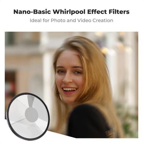 K&F Concept 72mm Halo Swirl szűrő használat közben, spirál effektet hozva létre egy portrén. - Kamera objektív szűrő