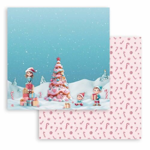 Scrapbook papír Candy Christmas tree és cukorka mintával - Dekorkarton