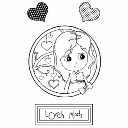 Lovely Minds HD gumi pecsét, lány szívekkel dizájn, kézműves kellék - Nyomda