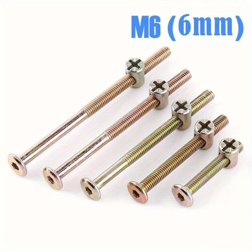 10 db M6 6mm-es bútorcsavar és anyacsavar készlet