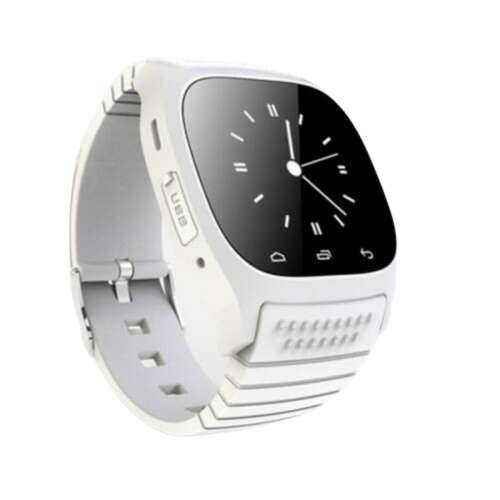 Biele inteligentné hodinky M26 s Bluetooth a digitálnym displejom