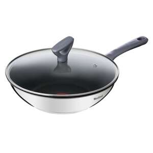 Tefal Daily Cook 28 cm wok с капак от стъкло, от неръждаема стомана, с антиприлепващо покритие Titanium 2X, индикатор за топлина Thermo-Spot - Tefal