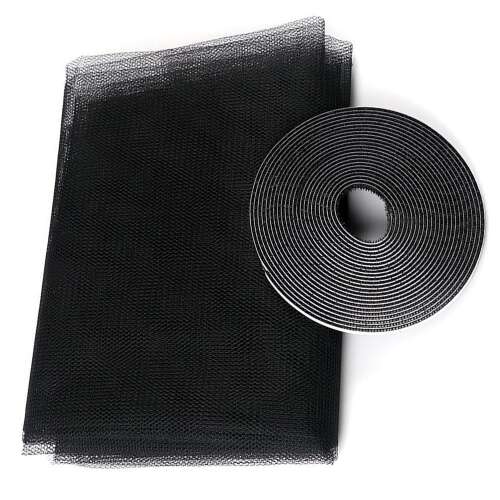 Black self-adhesive mosquito net, 130 x 150 cm, cut to size