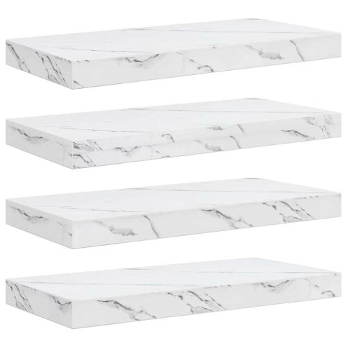 vidaXL Falpolc tárolóval 4 pcs Fehér márvány 50 x 23,5 x 4 cm Faanyag