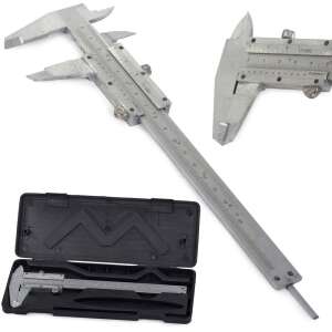 150 mm-es rozsdamentes acél tolómérő tokban, precíz mérésekhez - Tolómérő