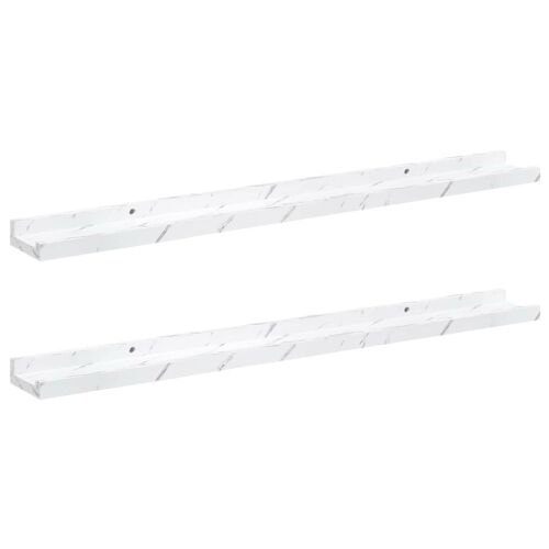 vidaXL Falpolc polcokkal 2 pcs Fehér márvány 80 x 9 x 3 cm Faanyag