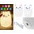 LED night light for kids, cat shaped, RGB, with remote control, white, charging port