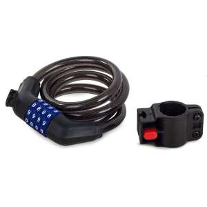 Zamek rowerowy z kombinacją i kablem, czarny, 100 cm długości, 12 mm średnicy - Blokada rowerowa