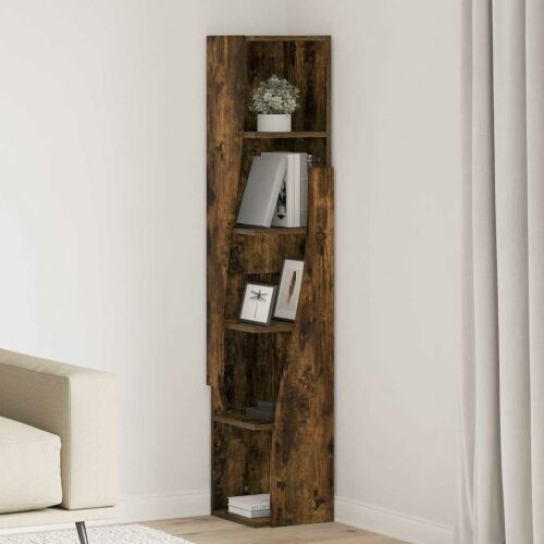 vidaXL Sarokszekrény 27,5x27x140cm Szerelt Fa Füstölt tölgy