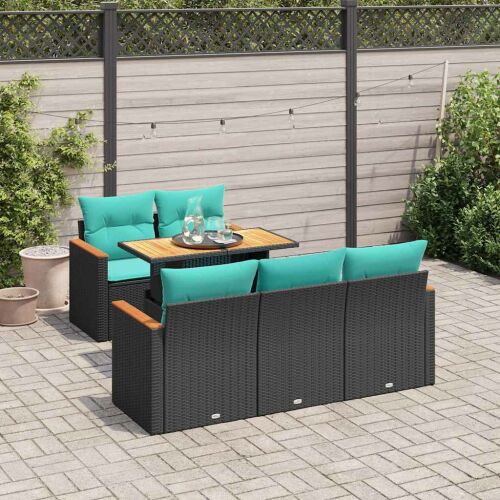 vidaXL 6 részes fekete polyrattan kerti ülőgarnitúra párnákkal 148180212 - Otthon és kert