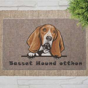 Basset Hound kutyás lábtörlő barna háttérrel (60 x 40 x 0,2 cm) 43321968 