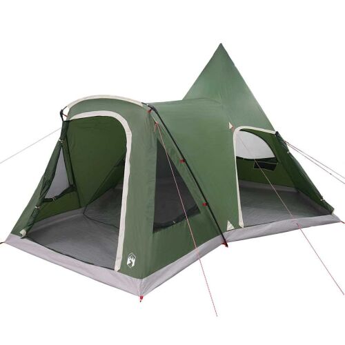 vidaXL zöld teepee sátor tetővel és tárolóval, ferde nézet - Sátor