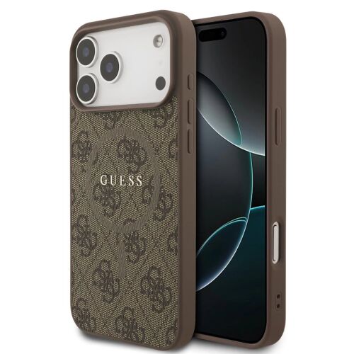 Guess PU bőr 4G Colored Ring MagSafe tok iPhone 17 Pro Max készülékhez barna 148371925 - Guess