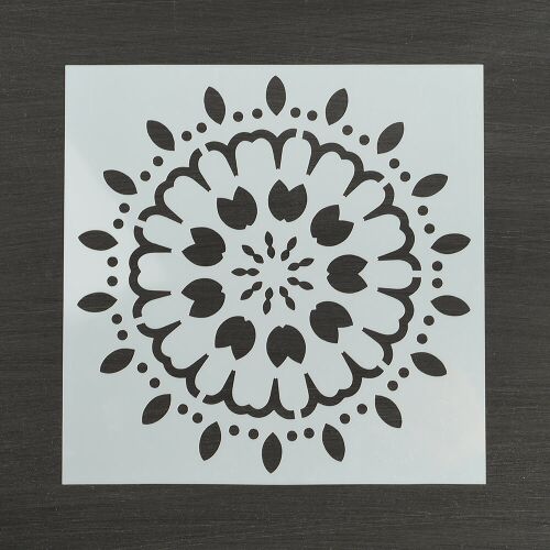 Kamilla virág mandala festősablon, 15x15 cm - Rajzsablon