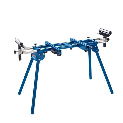 Stativ pentru ferăstrău de gater Scheppach UMF 1600, construcție din aluminiu și oțel albastru, pliabil, funcție de conectare rapidă, lățime 100-165 cm, capacitate de încărcare 150 kg
