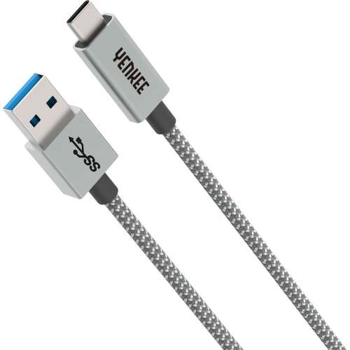 Yenkee YCU 311 GY 1 méteres USB A - USB-C kábel, szürke, akár 5 Gbps adatátvitel, gyors töltés