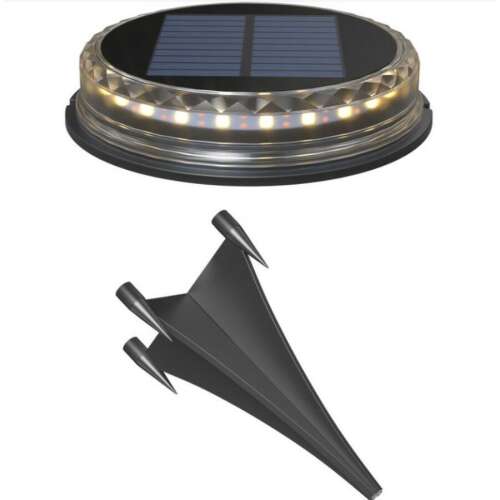 Слънчева лампа за земя с 8 LED диода, черна и сребърна, с кол