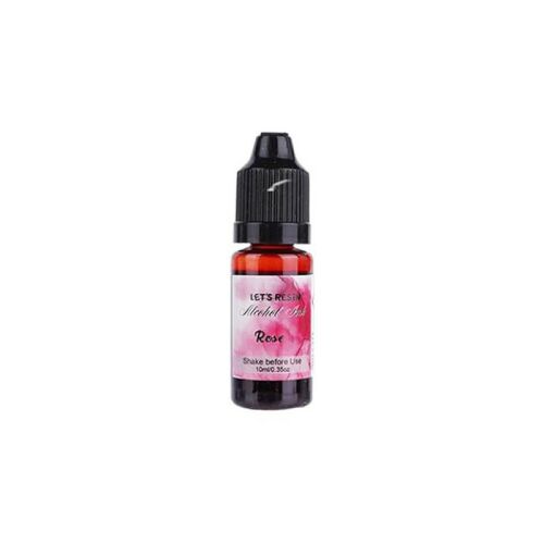 Let's Resin alkohol tinta - rózsa, 10 ml-es üveg fehér háttérrel - Hobby festék