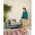 Woman using Dreame T30 cordless stick vacuum cleaner, grey, in living room
