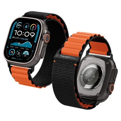 Spigen WBF1 szíj Apple Watch 44 / 45 / 46 / 49 mm-hez - fekete és narancssárga 148444536 - Okosóra