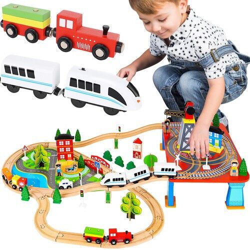 Wooden train - battery operated train 148449177 - Játékvonat és vasúti elem