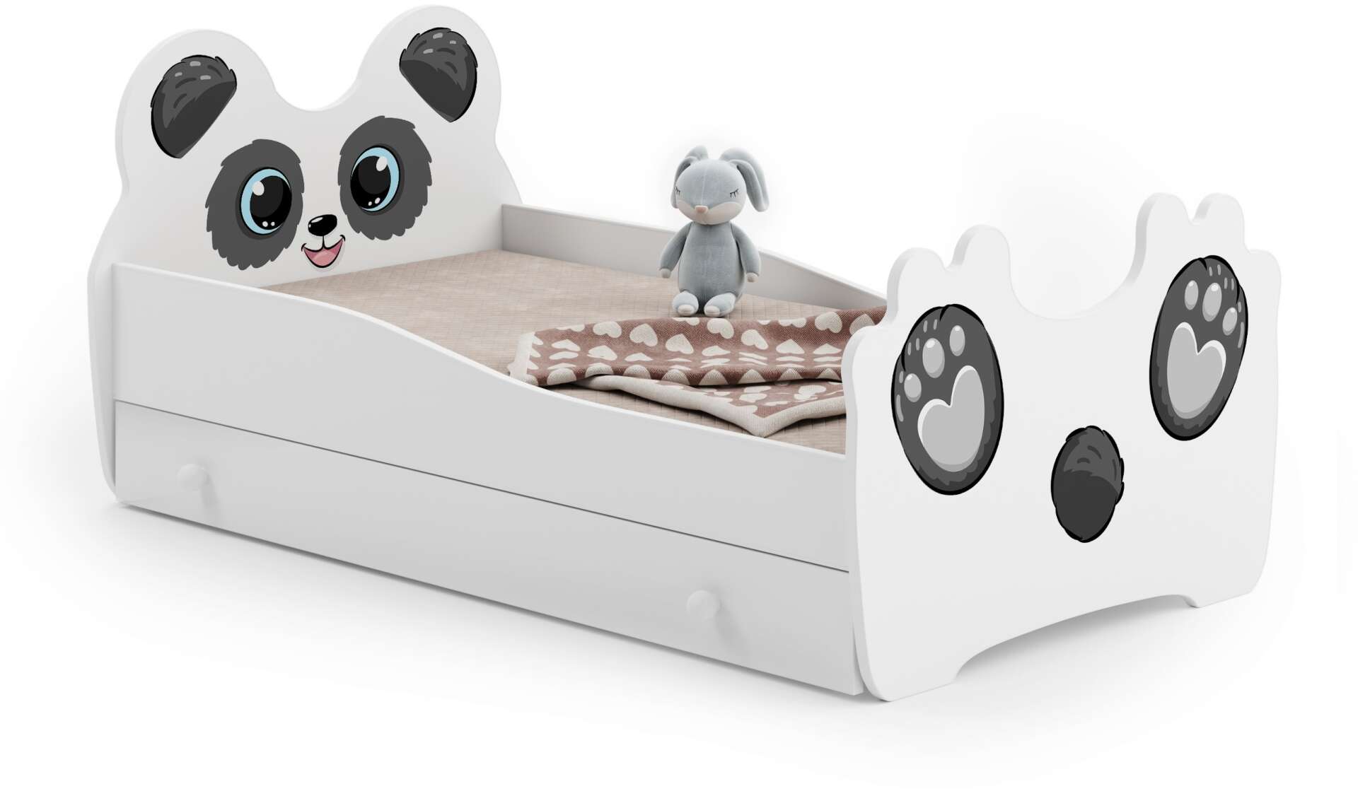 Kobi Animals Ifjúsági ágy ágyneműtartóval - Panda - fehér-fekete -...