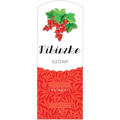 Ribiszke Szörp üveg cimke, piros ribizli szörp cimke - Otthon és kert