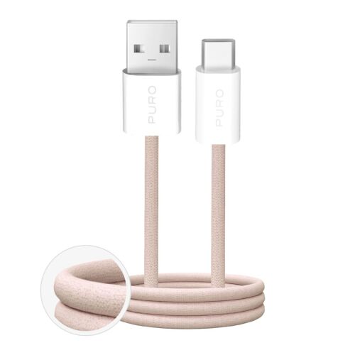Puro Fabrik 10W Fonott Kábel USB-A - USB-C 1.5m - Bézs 148501353 - Kábel és tartozék