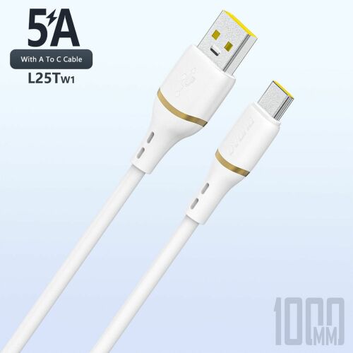 Dudao L25T USB-A - USB-C szilikon kábel 5A 1m - fehér 148502022 - USB kábel