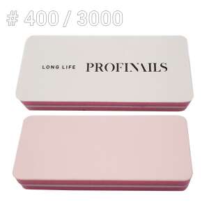 Profinails Long Life körömreszelő buffer, 400/3000 szemcseméret, rózsaszín és fehér, kétoldalas - Köröm buffer
