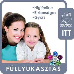 Studex fülbevaló szett gyerekeknek, higiénikus, biztonságos és gyors - Figyelmeztető matrica