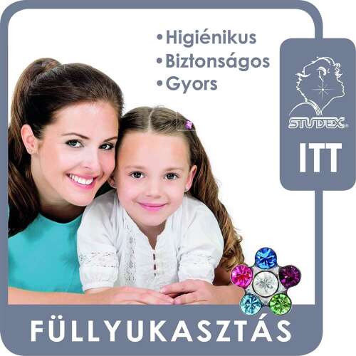 Studex fülbevaló szett gyerekeknek, higiénikus, biztonságos és gyors