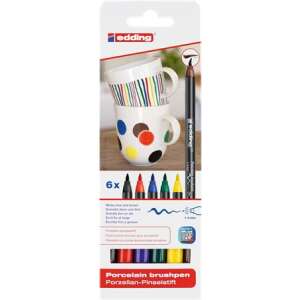 EDDING Pinselfarbset für Porzellan, EDDING "4200 Family color", 6 verschiedene Farben 43399131 Textmarker