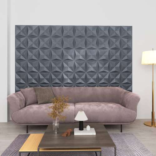 vidaXL 12 darab origami szürke 3D fali panel 50 x 50 cm 3 m² 44187817