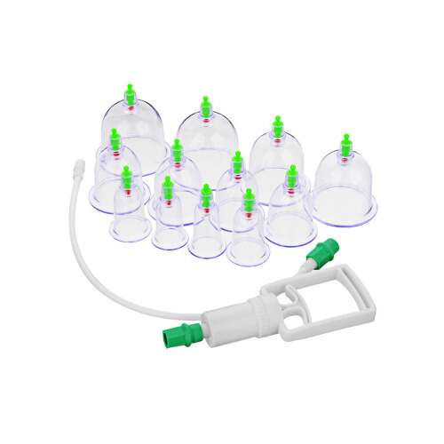 12 darabos kínai köpölyöző készlet cellulit ellen, szivattyúval, tömlővel és köpölyökkel