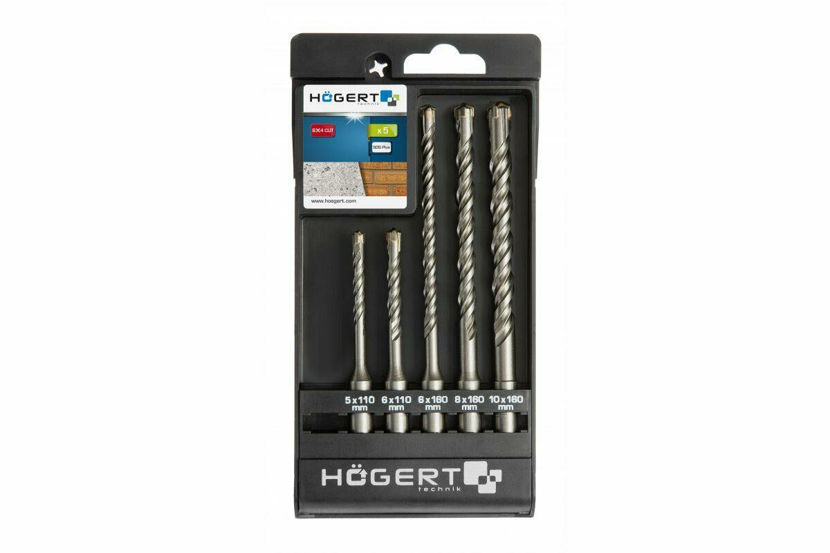 Set 5 burghie, Hogert HT6D370, SDS+, pentru zidarie