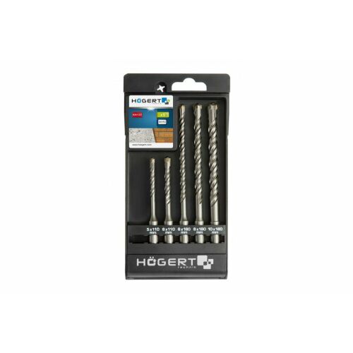 Högert HT6D370 Set burghie SDS Plus, 5 bucăți cu dimensiuni
