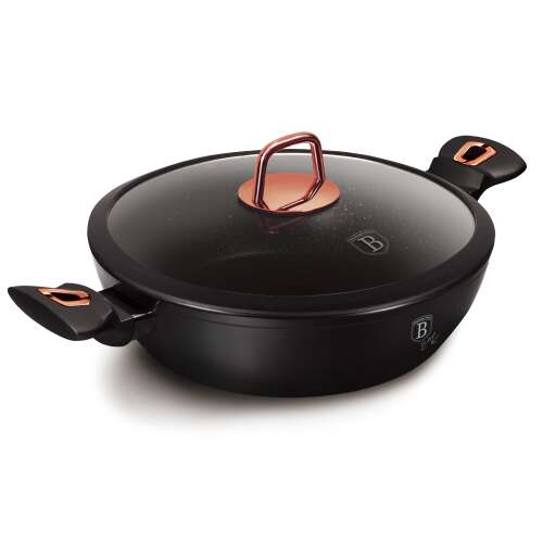 Berlinger Haus BH-1640N Black Rose Collection 28 cm oală joasă cu capac, negru și auriu roz