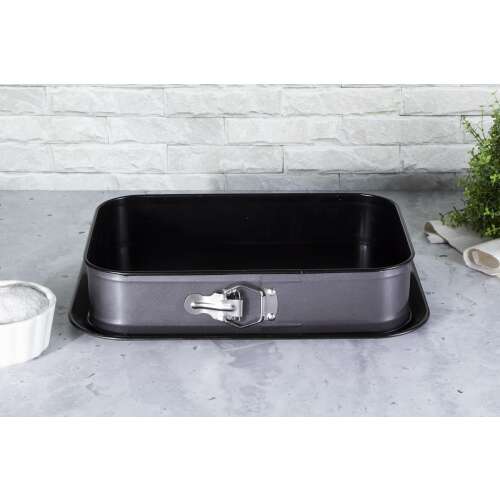 Tavă dreptunghiulară pentru tort Berlinger Haus BH-1825A, 39x27 cm, carbon pro, antiaderentă, neagră