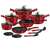 Berlinger Haus Metallic Line Burgundy Edition 15 piece cookware set, featuring pots, pans, and utensils