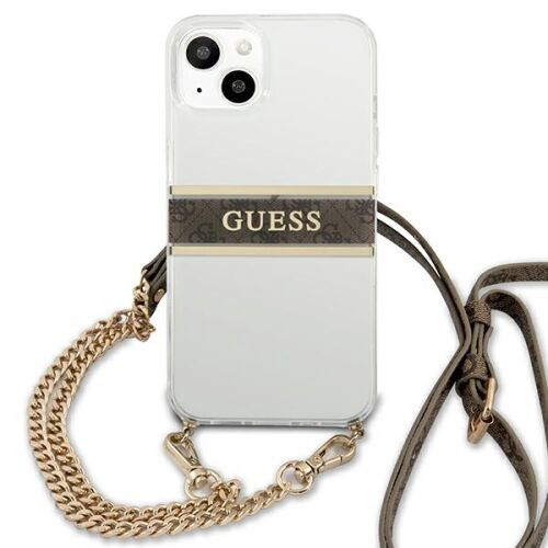 Guess iPhone 13 mini tok arany lánccal és barna pánttal - Sport telefontok