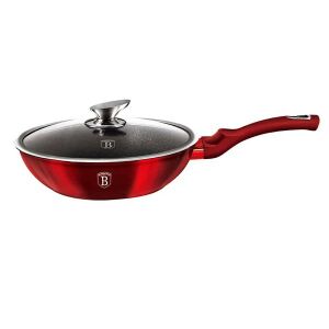 Berlinger Haus BH-1265N Burgundy Metallic Wok fedővel, 28cm - Berlinger Haus Serpenyő
