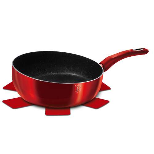 Berlinger Haus BH-1302N Metallic Line Burgundy Edition 26cm Wende-Bratpfanne mit kostenlosem Untersetzer